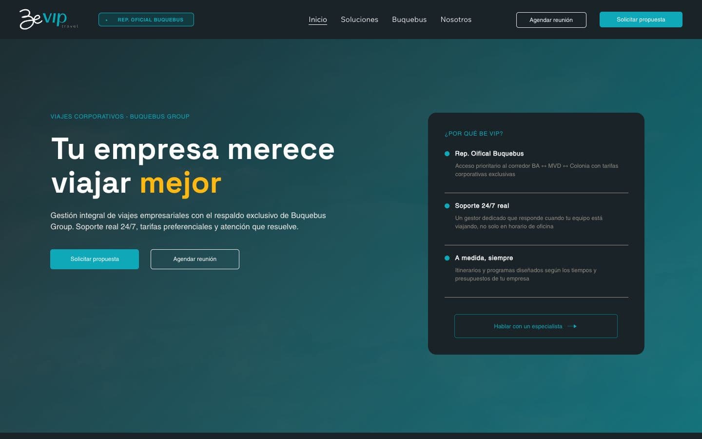 Website for BeVip Travel
